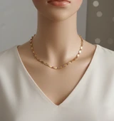Çelik Pembe Taşlı Kolye thumbnail 1