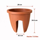 Omnipazar SY-5712 Opal Yuvarlak Balkon Küpeşte Saksı 7.5 Litre thumbnail 6