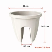 Omnipazar SY-5712 Opal Yuvarlak Balkon Küpeşte Saksı 7.5 Litre thumbnail 10