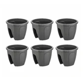 SY-5712 Opal Yuvarlak Balkon Küpeşte Saksı 7.5 Litre Antrasit 6 Adet thumbnail 1