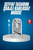 Sessiz Tıklama Çift Modlu Bluetooth Alıcı Şeffaf Mouse thumbnail 2