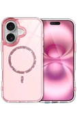 Newface Apple iPhone 16 Live Diamond Magsafe Kapak - Pembe thumbnail 1