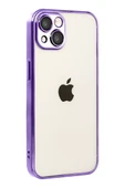Newface Apple iPhone 15 Razer Lensli Silikon - Mor thumbnail 1