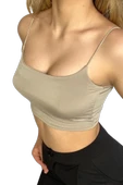 Askılı Crop Bluz-BEJ thumbnail 1