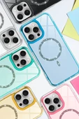 Newface Apple iPhone 15 Pro Max Live Diamond Magsafe Kapak - Pembe thumbnail 3