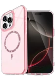 Newface Apple iPhone 15 Pro Max Live Diamond Magsafe Kapak - Pembe thumbnail 1