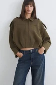 Kadın Süet Apoletli Bomber Ceket thumbnail 1