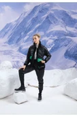 Kaşe Detaylı Siyah Kürklü Mont thumbnail 3