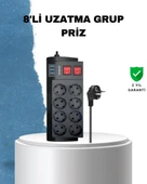 2 Metre Güçlü Çoklu Priz 8 Soket thumbnail 1