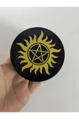 gemsartdeco OBSİDYEN AYNA PENTAGRAM GOLD thumbnail 1