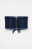 Koyu Mavi Crop Jean Büstiyer thumbnail 4