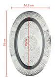 Oval Krom Çelik İskender ve Servis Tabağı – Otantik İşlemeli, 35 cm thumbnail 2