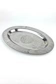 Oval Krom Çelik İskender ve Servis Tabağı – Otantik İşlemeli, 35 cm thumbnail 5