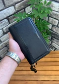 Guard Çift Fermuarlı Siyah Deri El Çantası thumbnail 2