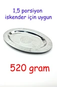 Oval Krom Çelik İskender ve Servis Tabağı – Otantik İşlemeli, 35 cm thumbnail 4