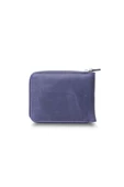 Guard Antique Navy Blue Zipper Horizontal Mini Leather Wallet thumbnail 2