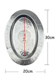 Oval Krom Çelik İskender ve Servis Tabağı – Otantik İşlemeli, 30 cm thumbnail 2