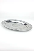 Oval Krom Çelik İskender ve Servis Tabağı – Otantik İşlemeli, 35 cm thumbnail 6