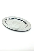 Oval Krom Çelik İskender ve Servis Tabağı – Otantik İşlemeli, 35 cm thumbnail 6