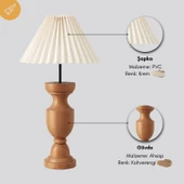 Evara Ahşap Gövde Krem Başlık Dekoratif Abajur thumbnail 6