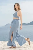 Blue Muslin Slit Trouser thumbnail 5