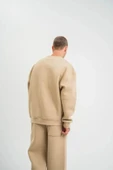 Uzun Kol Bisiklet Yaka Basic SweatShirt - Bej thumbnail 2
