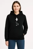 Nihilist Penguen Temalı Oversize Kapüşonlu Sweatshirt - Siyah thumbnail 1