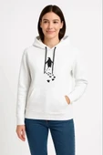 Nihilist Penguen Temalı Oversize Kapüşonlu Sweatshirt - Beyaz thumbnail 2
