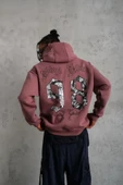 Erkek 98 Baskılı Kapşonlu Sweat - Gül Kurusu thumbnail 4