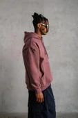 Erkek Maske Baskılı Kapüşonlu Sweat - Gül Kurusu thumbnail 4