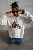 Erkek DANKES Baskılı Kapüşonlu Sweat - Beyaz thumbnail 3
