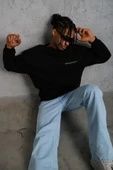Erkek Baskılı Sweat - Siyah thumbnail 2