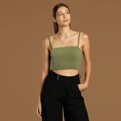 İp Askılı Fitilli Pamuk Örme Kısa Crop Atlet 40 cm thumbnail 4
