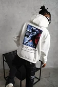 Erkek Astronot Baskılı Kapüşonlu Sweat - Beyaz thumbnail 4