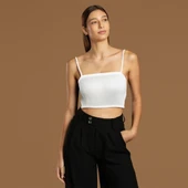 İp Askılı Fitilli Pamuk Örme Kısa Crop Atlet 40 cm thumbnail 6