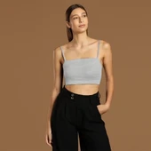 İp Askılı Fitilli Pamuk Örme Kısa Crop Atlet 40 cm thumbnail 1