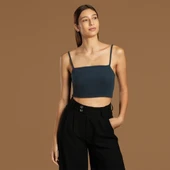 İp Askılı Fitilli Pamuk Örme Kısa Crop Atlet 40 cm thumbnail 8