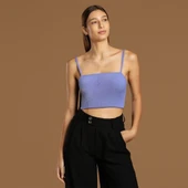 İp Askılı Fitilli Pamuk Örme Kısa Crop Atlet 40 cm thumbnail 5