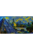 Sarı Lacivert Gece Canvas Tablo (60x120) thumbnail 2