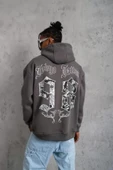 Erkek 98 Baskılı Kapşonlu Sweat - Gri thumbnail 3