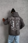 Erkek 98 Baskılı Kapşonlu Sweat - Gri thumbnail 1