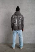 Erkek 98 Baskılı Kapşonlu Sweat - Gri thumbnail 4