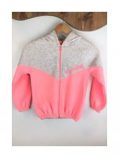 Gri-Pembe Renk Kapişonlu Hırka thumbnail 1