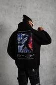 Erkek Astronot Baskılı Kapüşonlu Sweat - Siyah thumbnail 3