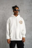 Erkek Kilim Desen Kapüşonlu Sweat- Beyaz thumbnail 4