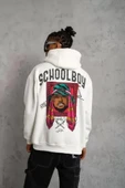 Erkek SCHOOL BOY Baskılı Kapüşonlu Sweat - Beyaz thumbnail 1