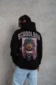 Erkek SCHOOL BOY Baskılı Kapüşonlu Sweat - Siyah thumbnail 1