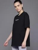Kadın Baskılı Oversize T-shirt - Siyah thumbnail 4