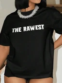Kadın Baskılı Oversize T-shirt - Siyah thumbnail 1