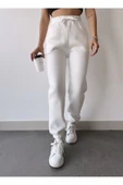 Üç İplik Basic Lastikli Eşofman Pantolon - Beyaz thumbnail 6